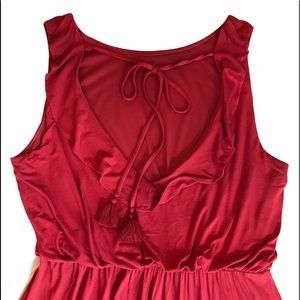 Loft Knit Dress With Tassel Tie Back Ruffle, Large